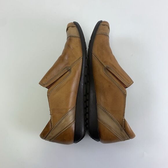 Pikolinos Leather Slip On Shoe Brown Tan Flat Round Toe Gore Womens 37 US 6.5 - Picture 9 of 13